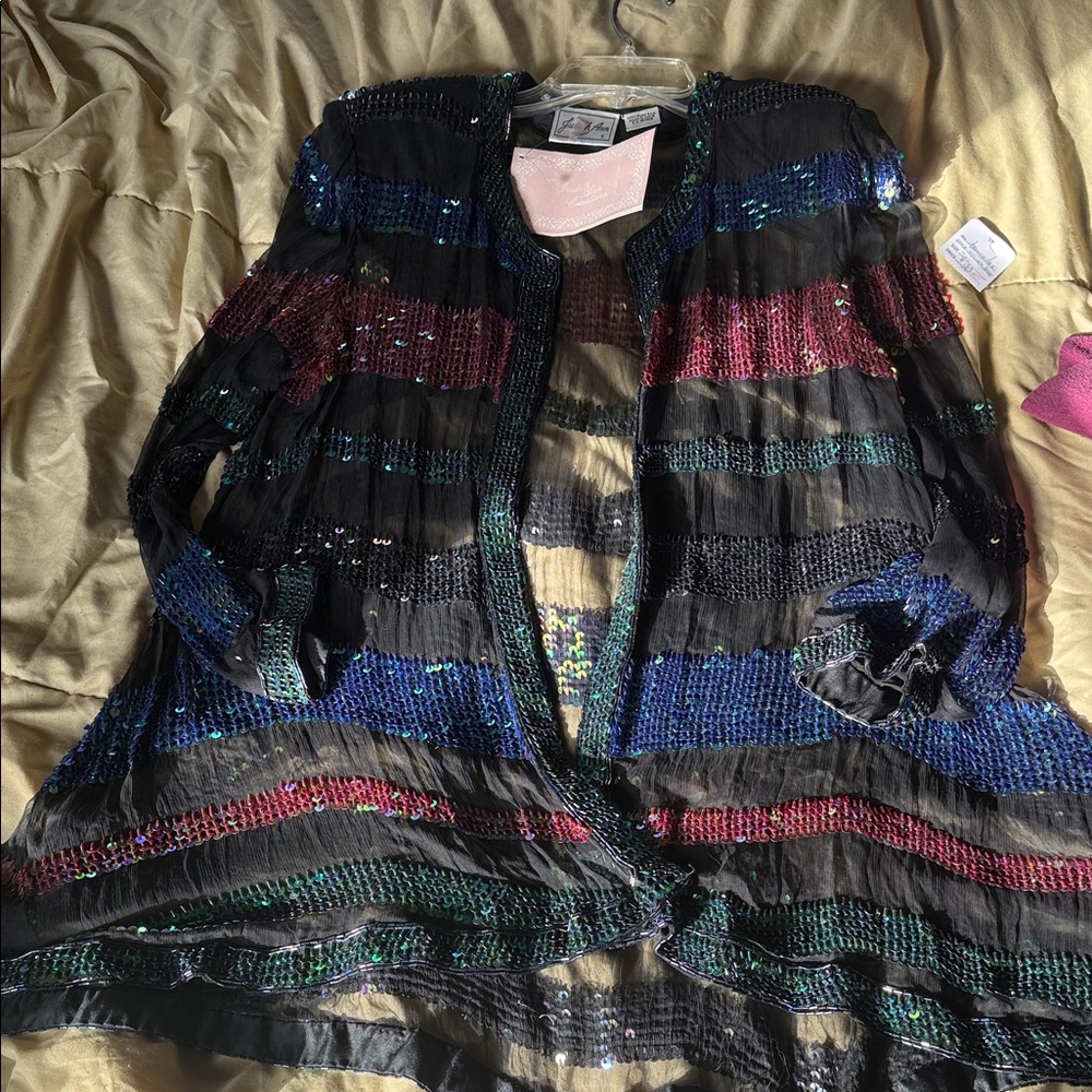 Elegant Multicolor Sequin Women's Blazer